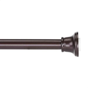 amazon basics tension curtain rod, adjustable 42-72" width - bronze, bell finial