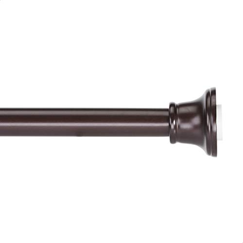 Amazon Basics Tension Curtain Rod, Adjustable 42-72" Width - Bronze, Bell Finial