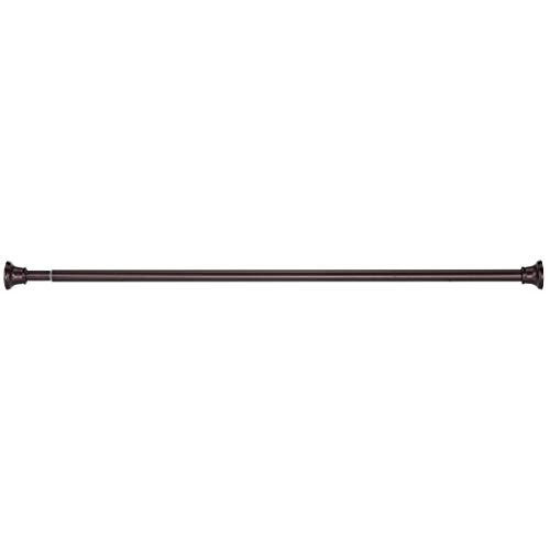 Amazon Basics Tension Curtain Rod, Adjustable 42-72" Width - Bronze, Bell Finial