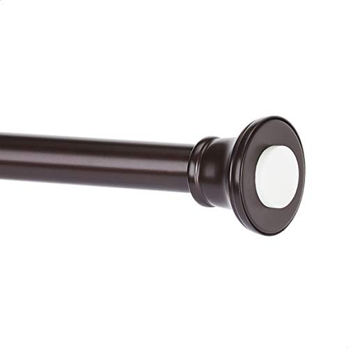 Amazon Basics Tension Curtain Rod, Adjustable 42-72" Width - Bronze, Bell Finial