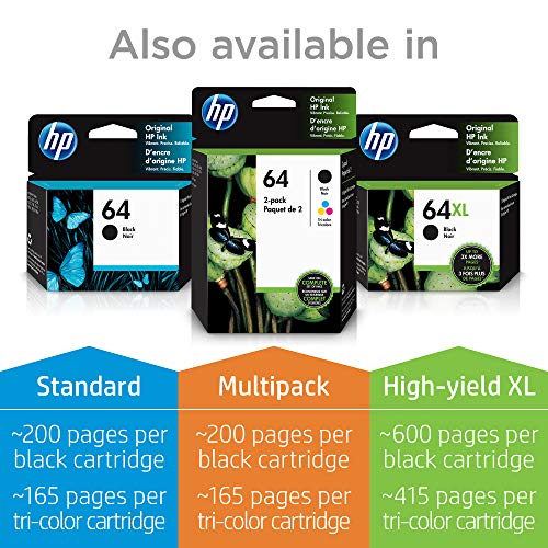 HP 64 | 2 Ink Cartridges | Tri-color | Works with HP ENVY Photo 6200 Series, 7100 Series, 7800 Series, HP Tango and HP Tango X | 6ZA55AN