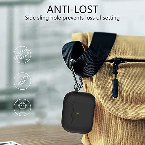 BRG Compatible with Airpods Pro Case,Soft Silicone Skin Case Cover Shock-Absorbing Protective Case with Keychain [Front LED Visible] (Black)