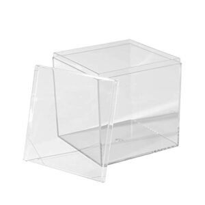 hammont clear acrylic boxes - 2 pack - 4''x4''x4'' - small cube lucite boxes for gifts, weddings, party favors, treats, candies & accessories, plastic storage boxes