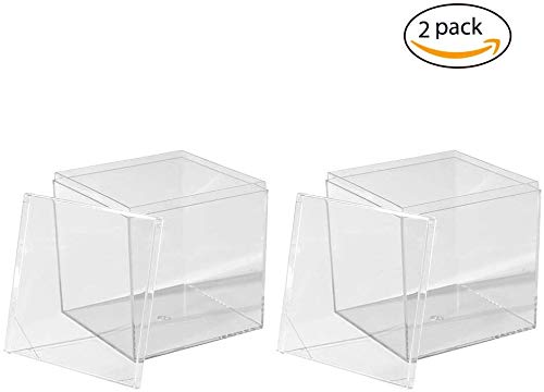 Hammont Clear Acrylic Boxes - 2 Pack - 4''x4''x4'' - Small Cube Lucite Boxes for Gifts, Weddings, Party Favors, Treats, Candies & Accessories, Plastic Storage Boxes