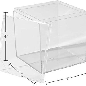 Hammont Clear Acrylic Boxes - 2 Pack - 4''x4''x4'' - Small Cube Lucite Boxes for Gifts, Weddings, Party Favors, Treats, Candies & Accessories, Plastic Storage Boxes