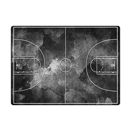 OREZI Grunge Black Basketball Court Large Rug Carpet for Living Room Bedroom Sofa Floor Home Decor,80 x 58 inches Rug