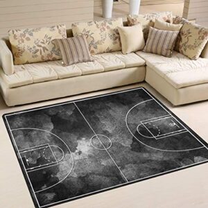 OREZI Grunge Black Basketball Court Large Rug Carpet for Living Room Bedroom Sofa Floor Home Decor,80 x 58 inches Rug