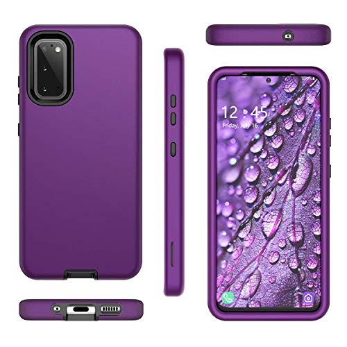 WeLoveCase Galaxy S20 Case, S20 5G Cover 3 in 1 Full Body Heavy Duty Protection Hybrid Shockproof TPU Bumper Three Layer Protective Case for Samsung Galaxy S20 5G 6.2 Dark Purple