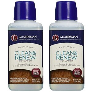 guardsman clean & renew for leather 8.45 oz - removes dirt and grime, great for leather furniture & car interiors - 2 pack