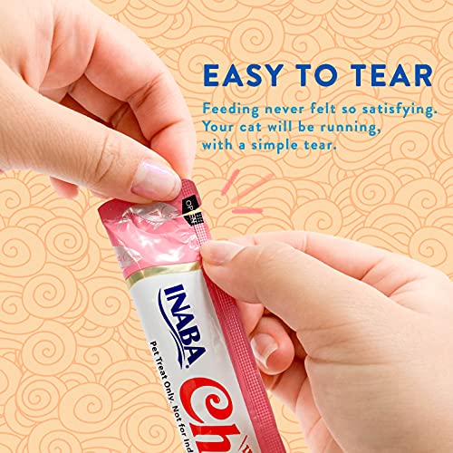 INABA Churu Cat Treats, Grain-Free, Lickable, Squeezable Creamy Purée Cat Treat/Topper with Vitamin E & Taurine, 0.5 Ounces Each Tube, 20 Tubes, Seafood Variety