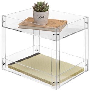mygift 2-tier clear acrylic desk organizer document tray, home office desktop paper tray