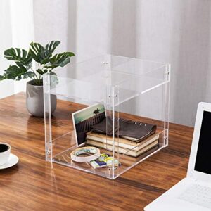 MyGift 2-Tier Clear Acrylic Desk Organizer Document Tray, Home Office Desktop Paper Tray