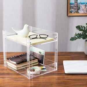 MyGift 2-Tier Clear Acrylic Desk Organizer Document Tray, Home Office Desktop Paper Tray