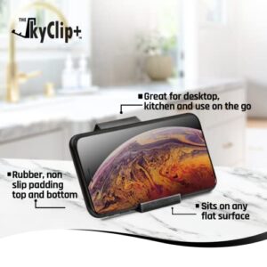 The SkyClip+ Phone & Tablet Holder for Air Travel, Home and Office Use - Inflight Phone Mount & Stand Compatible with iPhone, Android, Kindle and Tablets - Ultimate Travel Accessory (Black)