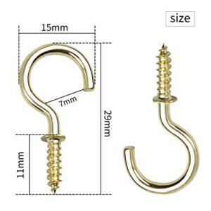 Aylifu Ceiling Screw Hooks, 100 Pieces 3/4 Inch Cup Hooks Screw-in Hooks for Hanging Plants Mug Cup, Gold