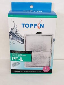 top fin silenstream large pf-l filter cartridges refill for pf30, pf40 and pf75 power filters 6.5in x 4.5in - (6 count)