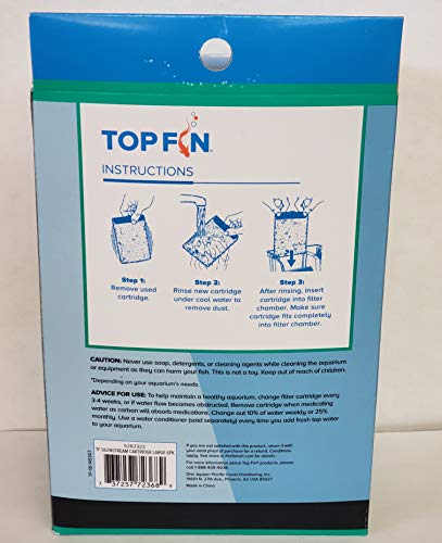 Top Fin Silenstream Large PF-L Filter Cartridges Refill for PF30, PF40 and PF75 Power Filters 6.5in x 4.5in - (6 Count)