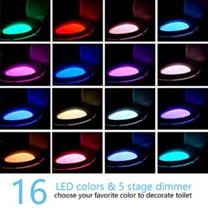 Chunace Toilet Night Lights 4 Pack - Motion Sensor Activated LED Lamp - Fun 16 Colors Changing Bathroom Nightlight Add on Toilet Bowl Seat - Cool Decor Gadget for Dad, Men, Adults, Kids, and Toddlers