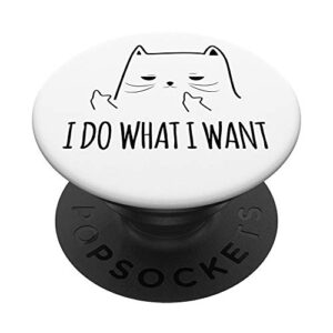 funny adult humour cat middle finger men & women popsockets swappable popgrip