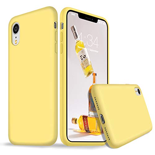 xperg iPhone XR Case, iPhone XR Silicone Case, Liquid Silicone Gel Rubber Shockproof Case Soft Microfiber Cloth Lining Cushion Full Body Compatible with iPhone XR 6.1" (2018) (Lemon Yellow)