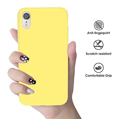 xperg iPhone XR Case, iPhone XR Silicone Case, Liquid Silicone Gel Rubber Shockproof Case Soft Microfiber Cloth Lining Cushion Full Body Compatible with iPhone XR 6.1" (2018) (Lemon Yellow)