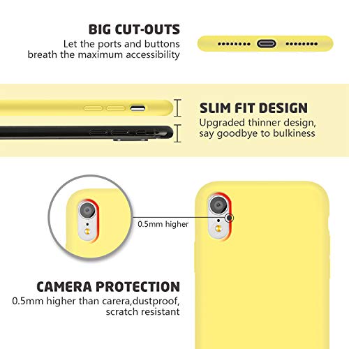 xperg iPhone XR Case, iPhone XR Silicone Case, Liquid Silicone Gel Rubber Shockproof Case Soft Microfiber Cloth Lining Cushion Full Body Compatible with iPhone XR 6.1" (2018) (Lemon Yellow)