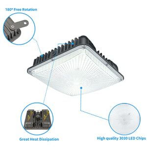 WYZM LED Canopy Light 70W, 8,450Lumens, 5500K Daylight, 400W HPS/HID Equivalent, NO Weather Proof,9.5" x 9.5",120V AC for Playground, Gym, Warehouse, Garage,Backyard