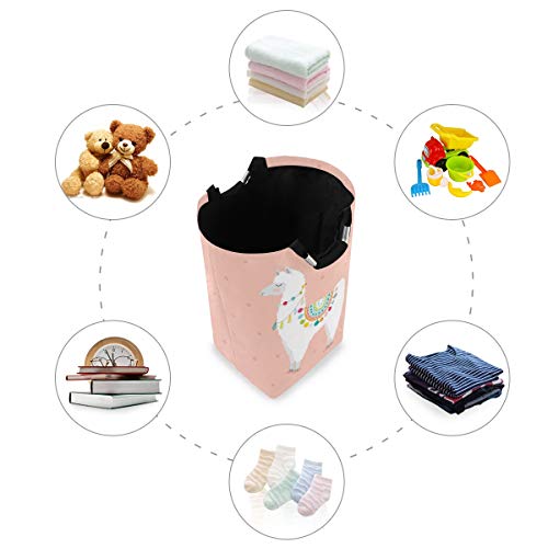 Bardic Collapsible Laundry Basket with Handle Llama Portable Foldable Laundry Hamper Holder Cloth Hamper