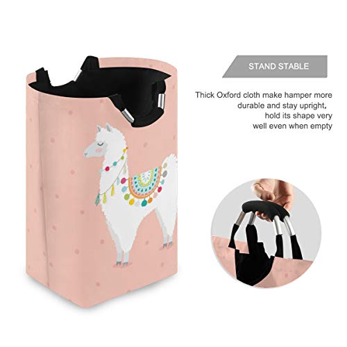 Bardic Collapsible Laundry Basket with Handle Llama Portable Foldable Laundry Hamper Holder Cloth Hamper