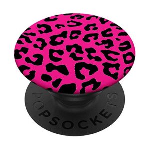 hot magenta pink leopard pattern popsockets popgrip: swappable grip for phones & tablets