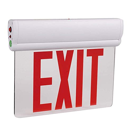 AmazonCommercial Emergency Edge Light LED Exit Sign, UL Certified, 1-Pack, Acrylic & Thermoplastic ABS Material, Battery Backup