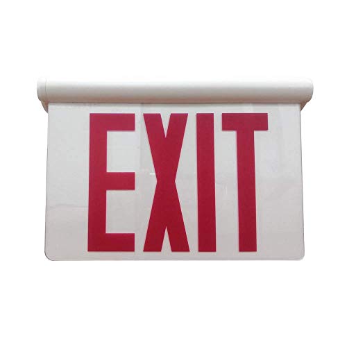 AmazonCommercial Emergency Edge Light LED Exit Sign, UL Certified, 1-Pack, Acrylic & Thermoplastic ABS Material, Battery Backup