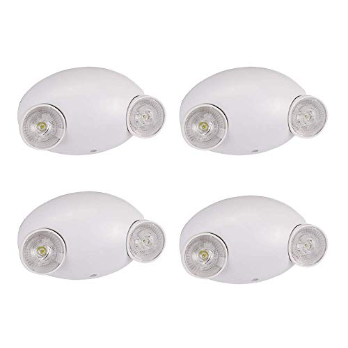 AmazonCommercial LED Emergency Light, UL Certified, 4-Pack, Adjustable Two Heads, Battery Backup