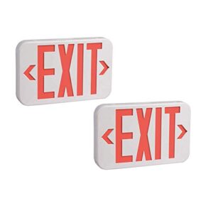 amazoncommercial led emergency exit sign, ul certified, 2-pack, double face exit with battery backup
