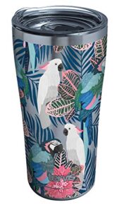 tervis tropical birds collage triple walled insulated tumbler, 20 oz, clear and black slider lid
