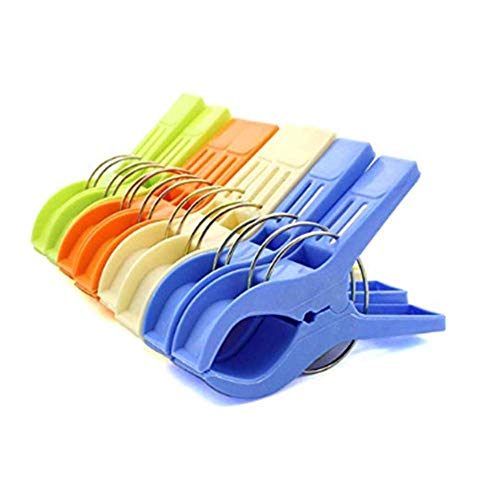 8 Pack Beach Towel Clips - Towel Holder in Bright Colors Double Thickness Clothes Clips Plastic Clothes Pegs - Keep Your Towel from Blowing Away Clothes Lines Chair Clips Hanging Clip (Multicolor)