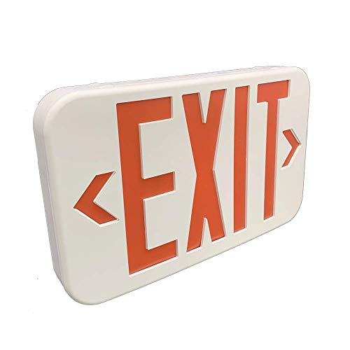 AmazonCommercial LED Emergency Exit Sign with Double Face and Battery Backup, UL Certified - 6-Pack