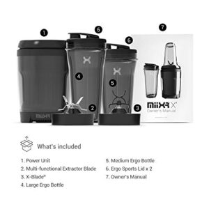 PROMiXX MiiXR X7 Personal Blender for Shakes and Smoothies - with Performance Nutrition Protein Mixer X-Blade and Shaker Bottle Agitator, Smoothie Blender/Maker, Highly Efficient (7 Piece Set)