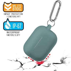 R-fun Cover with Keychain, Full Protective Silicone Skin Accessories for Women Men Girl with Apple 2019 Latest AirPods Pro Case,Front LED Visible-Pine Green