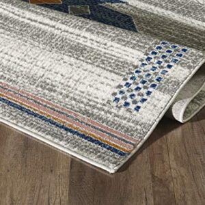 Abani Porto Collection 7'9" x 10'2" Southwestern Area Rug, Rectangular Turkish Beige & Blue Tribal Print Accent Rug Rugs