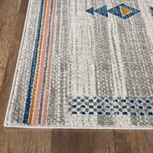 Abani Porto Collection 7'9" x 10'2" Southwestern Area Rug, Rectangular Turkish Beige & Blue Tribal Print Accent Rug Rugs