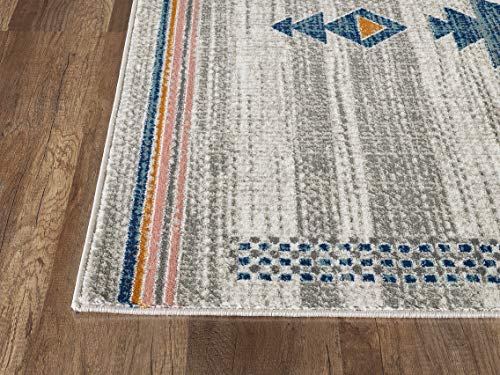 Abani Porto Collection 7'9" x 10'2" Southwestern Area Rug, Rectangular Turkish Beige & Blue Tribal Print Accent Rug Rugs