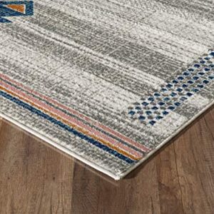 Abani Porto Collection 7'9" x 10'2" Southwestern Area Rug, Rectangular Turkish Beige & Blue Tribal Print Accent Rug Rugs