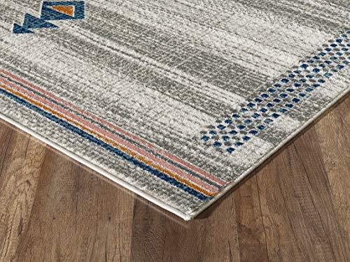 Abani Porto Collection 7'9" x 10'2" Southwestern Area Rug, Rectangular Turkish Beige & Blue Tribal Print Accent Rug Rugs