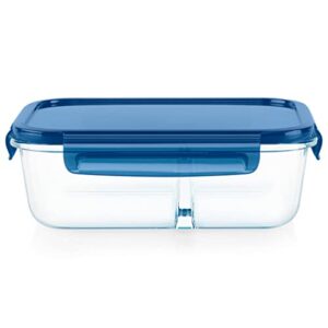 pyrex, food storage divided glass rectangle medium