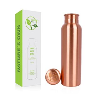 nature's own copper water bottles 1000ml – 34 oz extra large – an ayurvedic pure copper water bottle for drinking – drink more water – leak proof – jointless water bottle – travel water bottle
