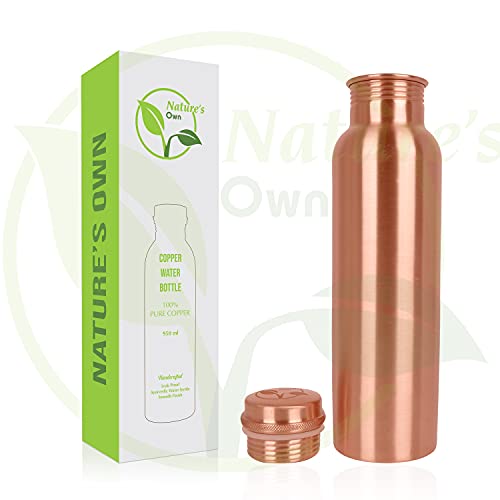 Nature's Own Copper Water Bottles 1000ml – 34 Oz Extra Large – An Ayurvedic Pure Copper Water Bottle For Drinking – Drink More Water – Leak Proof – Jointless Water Bottle – Travel Water Bottle