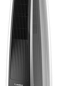 Lasko Oscillating High Velocity Tower Fan, Remote Control, Timer, 3 Powerful Speeds, for Garage, Basement and Gym, 35" Silver and Black, U35115