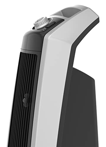 Lasko Oscillating High Velocity Tower Fan, Remote Control, Timer, 3 Powerful Speeds, for Garage, Basement and Gym, 35" Silver and Black, U35115