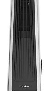 Lasko Oscillating High Velocity Tower Fan, Remote Control, Timer, 3 Powerful Speeds, for Garage, Basement and Gym, 35" Silver and Black, U35115